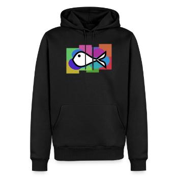 SARDINE. FISCH. APRILSCHERZ. OSTERN. MEER - Männer Premium Bio Hoodie - Schwarz - Vorne - Nico (187cm)