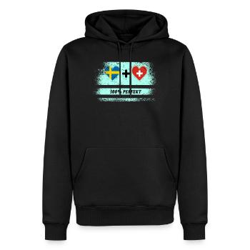 Suisse & Suède 100% Parfait / Cadeau - Sweat à capuche Premium bio Homme - noir - Devant - Nico (187cm)