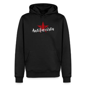 Antifasciste - Sweat à capuche Premium bio Homme - noir - Devant - Nico (187cm)
