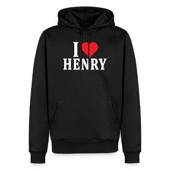 Name T-Shirt Ich liebe Henry T-Shirt Geschenkidee - Männer Premium Bio Hoodie - Schwarz - Vorne - Nico (187cm)