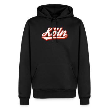Design de lettrage en cologne avec contour rouge - Sweat à capuche Premium bio Homme - noir - Devant - Nico (187cm)
