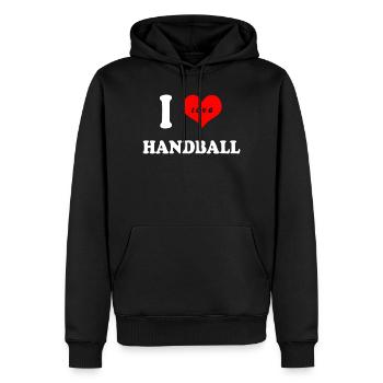 J'adore le handball - Sweat à capuche Premium bio Homme - noir - Devant - Nico (187cm)