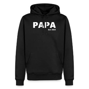 Endlich Vater - Geburt u.stolzer Vater 2023 - Papa - Männer Premium Bio Hoodie - Schwarz - Vorne - Nico (187cm)