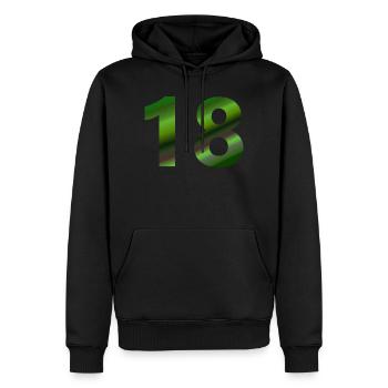 für frau, 18 Grüntöne - Männer Premium Bio Hoodie - Schwarz - Vorne - Nico (187cm)