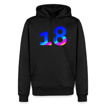 verschenken, 18 blauton mit Farbverlauf - Männer Premium Bio Hoodie - Schwarz - Vorne - Nico (187cm)