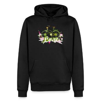 grünes Fahrrad mit ganz viel Liebe gestaltet - Männer Premium Bio Hoodie - Schwarz - Vorne - Nico (187cm)