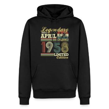 Avril 1958 Naissance Anniversaire Vintage Rétro - Sweat à capuche Premium bio Homme - noir - Devant - Nico (187cm)