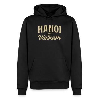Hanoi Vietnam City of Peace Vintage - Männer Premium Bio Hoodie - Schwarz - Vorne - Nico (187cm)