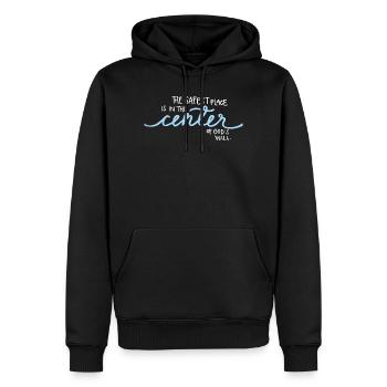Der sicherste Ort (dunkel) - Männer Premium Bio Hoodie - Schwarz - Vorne - Nico (187cm)