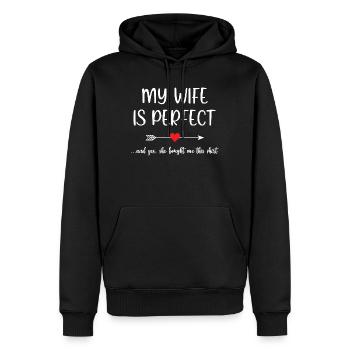 Meine Frau ist perfekt - Männer Premium Bio Hoodie - Schwarz - Vorne - Nico (187cm)