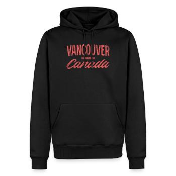 Vancouver, Canada, Vintage Print - Sweat à capuche Premium bio Homme - noir - Devant - Nico (187cm)
