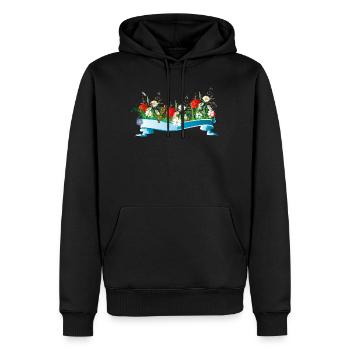 prairie printanière colorée avec des fleurs et des insectes - Sweat à capuche Premium bio Homme - noir - Devant - Nico (187cm)