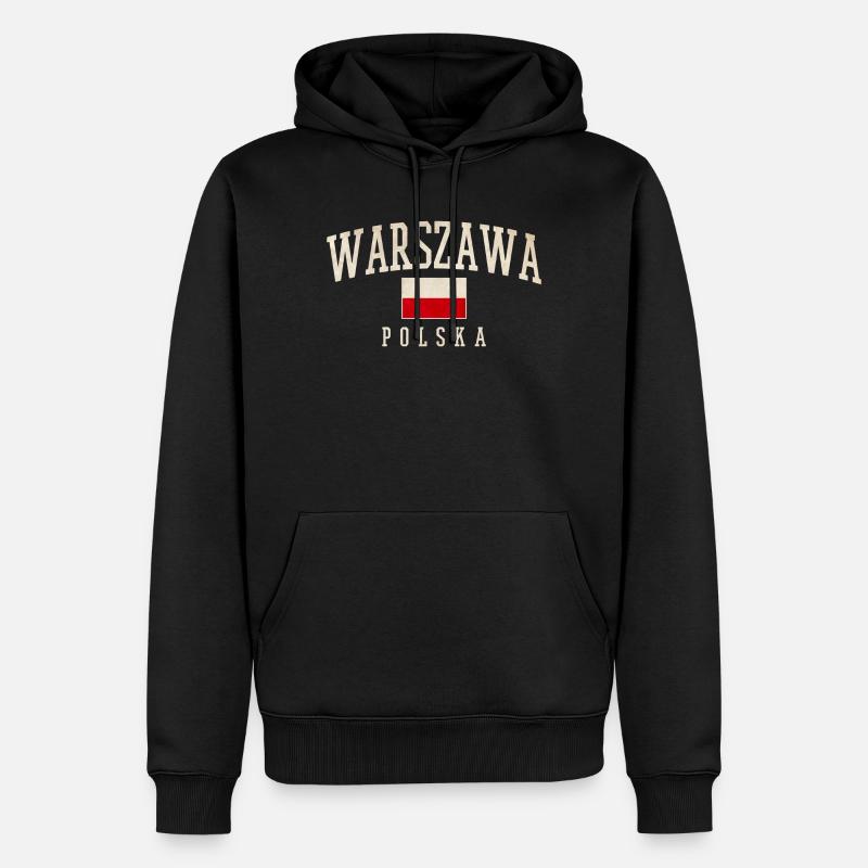 Varsovie Pologne Drapeau Style - Sweat à capuche Premium bio Homme - noir