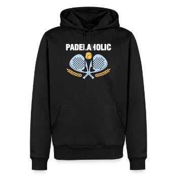 Padel Tennis Padelaholic - Sweat à capuche Premium bio Homme - noir - Devant - Nico (187cm)