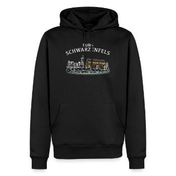 Burg Schwarzenfels, Sinntal, Spessart, Hessen - Männer Premium Bio Hoodie - Schwarz - Vorne - Nico (187cm)