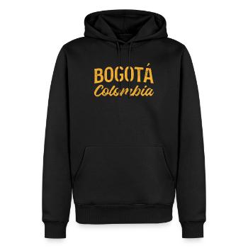 Bogotá Kolumbien Script-Logo - Männer Premium Bio Hoodie - Schwarz - Vorne - Nico (187cm)