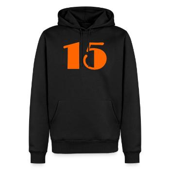 15 JAHRE. 15-jähriges Jubiläum. GEBURTSTAG 15 JAHRE. 15 - Männer Premium Bio Hoodie - Schwarz - Vorne - Nico (187cm)