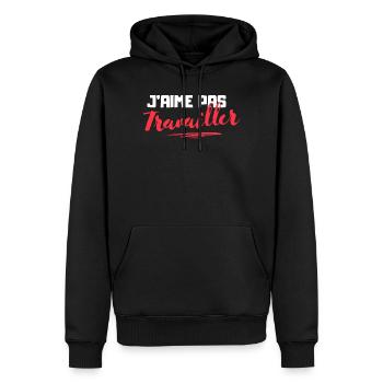 J'aime pas Travailler - Sweat à capuche Premium bio Homme - noir - Devant - Nico (187cm)