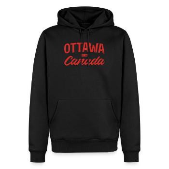 Ottawa Canada Retro Script Rouge - Sweat à capuche Premium bio Homme - noir - Devant - Nico (187cm)