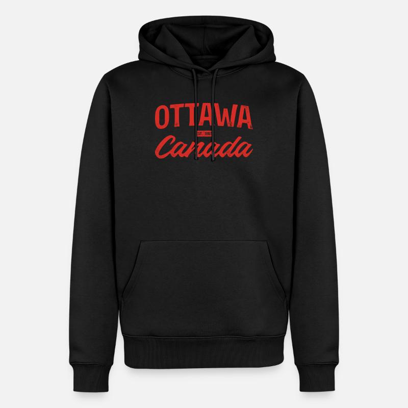 Ottawa Canada Retro Script Rouge - Sweat à capuche Premium bio Homme - noir