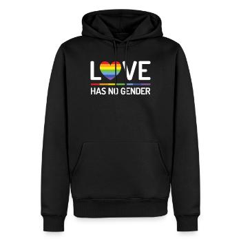 Pride Month - Liebe hat kein Geschlecht - Männer Premium Bio Hoodie - Schwarz - Vorne - Nico (187cm)