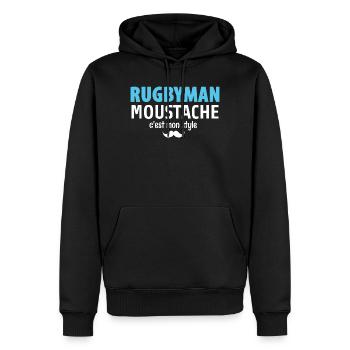 Rugby Moustache Style Statement - Sweat à capuche Premium bio Homme - noir - Devant - Nico (187cm)