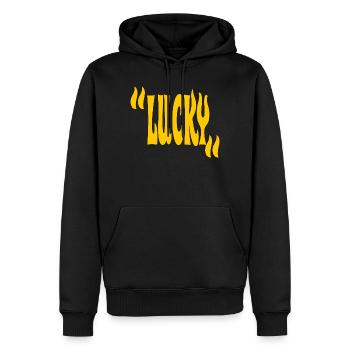 Lucky - Men’s Premium Organic Hoodie - black - Front - Nico (187cm)