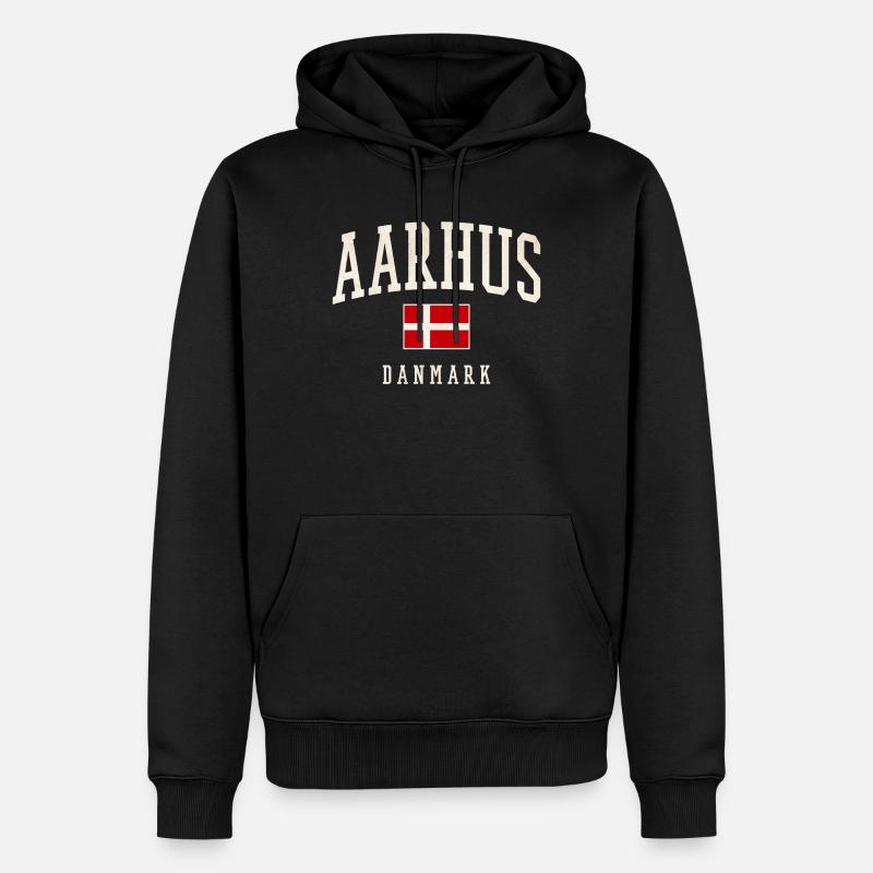 Aarhus Danmark Flag - Männer Premium Bio Hoodie - Schwarz