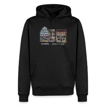 Werne, kultige Häuserzeile am Markt, Kreis Unna - Männer Premium Bio Hoodie - Schwarz - Vorne - Nico (187cm)