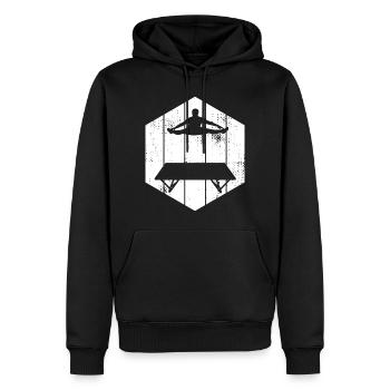 Lustiger Trampolinspringer - Männer Premium Bio Hoodie - Schwarz - Vorne - Nico (187cm)