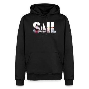 SEGEL - Männer Premium Bio Hoodie - Schwarz - Vorne - Nico (187cm)