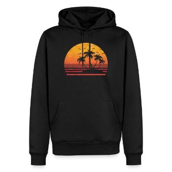 Retro Palm Sun - Men’s Premium Organic Hoodie - black - Front - Nico (187cm)