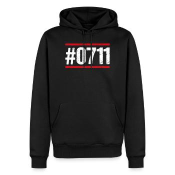 0711 Stuttgarter Vorwahl Schwabenland - Männer Premium Bio Hoodie - Schwarz - Vorne - Nico (187cm)