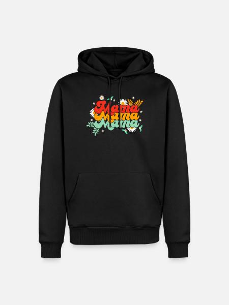 Mom, Mama, Mama Groovy - Männer Premium Bio Hoodie - Schwarz