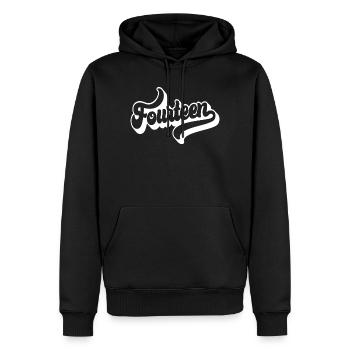 Quatorze 14e anniversaire garçons filles 14 ans - Sweat à capuche Premium bio Homme - noir - Devant - Nico (187cm)