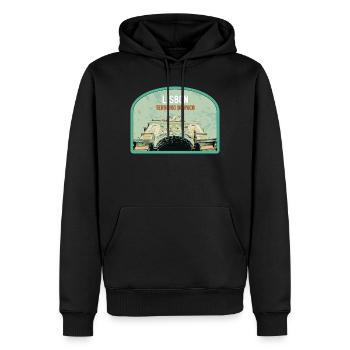 Lissabon Gate Augusta Street Badge, Portugal - Männer Premium Bio Hoodie - Schwarz - Vorne - Nico (187cm)