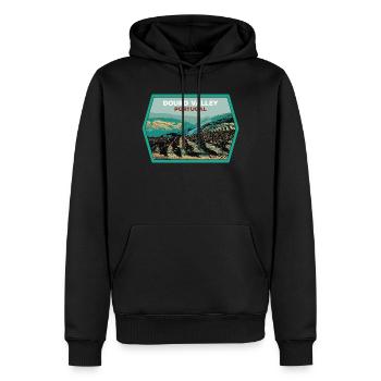 Écusson Vallée du Douro, Portugal Illustration - Sweat à capuche Premium bio Homme - noir - Devant - Nico (187cm)