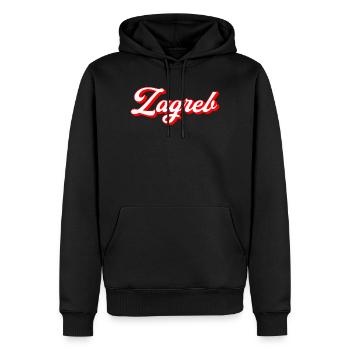 Zagreb Script Rétro - Sweat à capuche Premium bio Homme - noir - Devant - Nico (187cm)