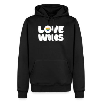 Pride Month LGBTQ - Liebe gewinnt - Männer Premium Bio Hoodie - Schwarz - Vorne - Nico (187cm)