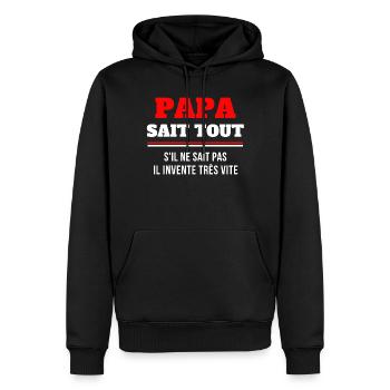 papa, dad, meilleur papa, super papa - Sweat à capuche Premium bio Homme - noir - Devant - Nico (187cm)