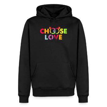 LGBT, arc en ciel, gay - Sweat à capuche Premium bio Homme - noir - Devant - Nico (187cm)