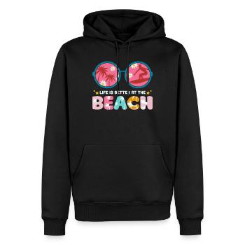 vacances d'été, summer, hello summer - Sweat à capuche Premium bio Homme - noir - Devant - Nico (187cm)