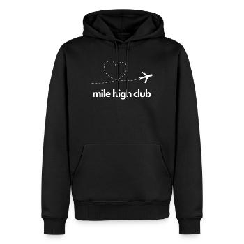 Mile High Club Reiseflug-Humorerklärung - Männer Premium Bio Hoodie - Schwarz - Vorne - Nico (187cm)