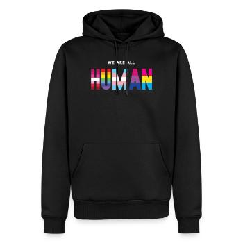 Mois de la fierté LGBT - Nous sommes tous humains - Sweat à capuche Premium bio Homme - noir - Devant - Nico (187cm)