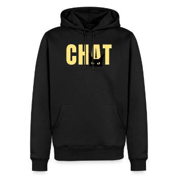 Cadeau 'Chat', pour les Amoureux des Chats - Sweat à capuche Premium bio Homme - noir - Devant - Nico (187cm)