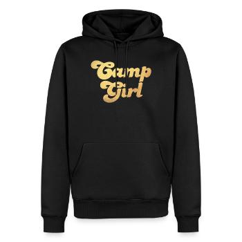 Camp Girl Gold Camping Handwriting Cool Luxury Fan - Men’s Premium Organic Hoodie - black - Front - Nico (187cm)
