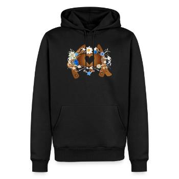 Barre transversale avec cœur sur bretelles de pantalon en cuir - Sweat à capuche Premium bio Homme - noir - Devant - Nico (187cm)