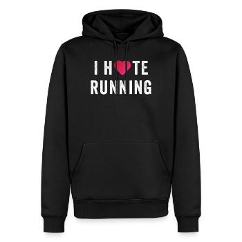Ich liebe/hasse das Laufen - Männer Premium Bio Hoodie - Schwarz - Vorne - Nico (187cm)