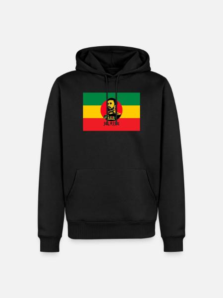 REGGAE FLAG - HAILE SELASSIE - JAH RASTAFARI - Men’s Premium Organic Hoodie - black