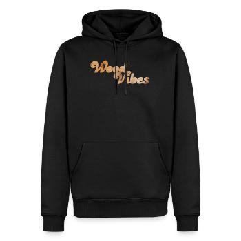Wood Vibes good coole Quotes Holz Wald Natur Fan - Männer Premium Bio Hoodie - Schwarz - Vorne - Nico (187cm)